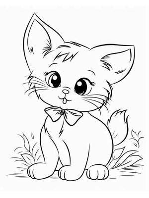 Baby Kitten 5 Kleurplaat — gratis kleurplaat printen