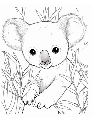Baby Koala Kleurplaat — gratis kleurplaat