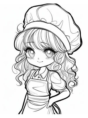 Kok Meisje Kleurplaat 1 — gratis kleurplaat
