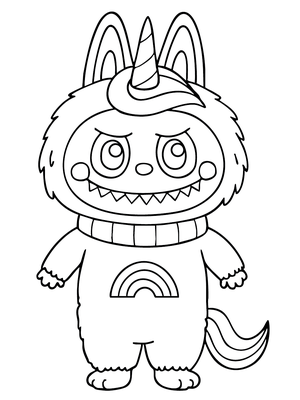 Labubu Unicorn Kleurplaat — gratis kleurplaat printen
