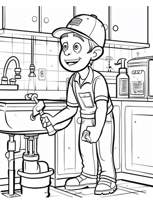 Loodgieter Kleurplaat 1 — gratis kleurplaat