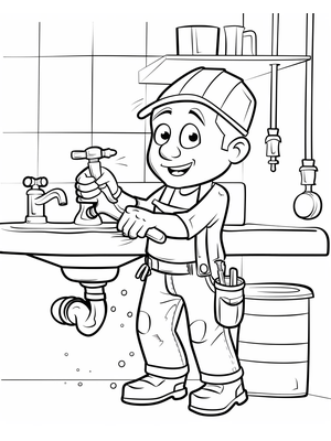 Loodgieter Kleurplaat 3 — gratis kleurplaat