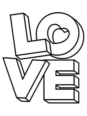 Love 3D Kleurplaat — gratis kleurplaat printen