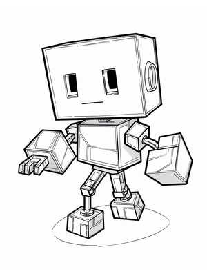 Minecraft Robot 1 Kleurplaat — gratis kleurplaat printen