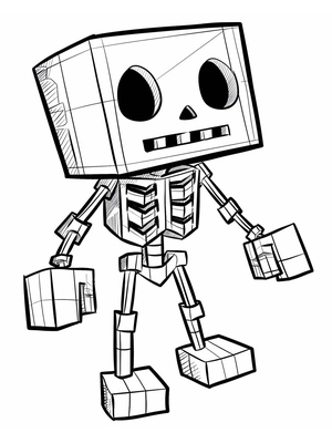 Minecraft Skelet 1 Kleurplaat — gratis kleurplaat printen