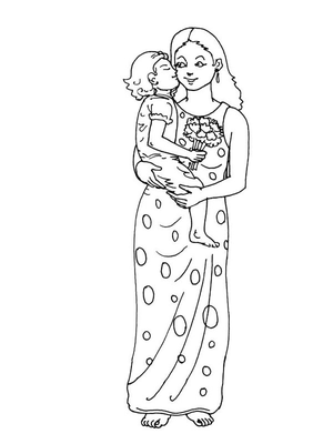 Moeder en dochter Kleurplaat — gratis kleurplaat printen