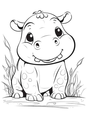 Baby Nijlpaard Kleurplaat — gratis kleurplaat
