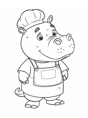 Nijlpaard Kok Kleurplaat — gratis kleurplaat