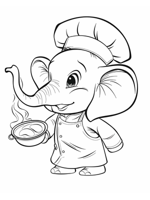 Olifant Kok Kleurplaat — gratis kleurplaat