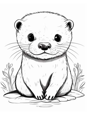 Baby Otter Kleurplaat — gratis kleurplaat printen