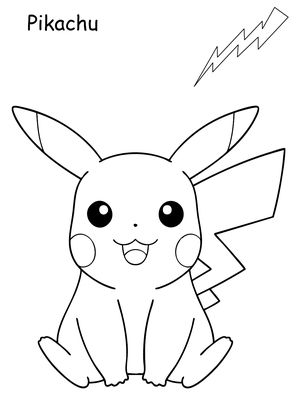 Pikachu 1 Kleurplaat — gratis kleurplaat printen