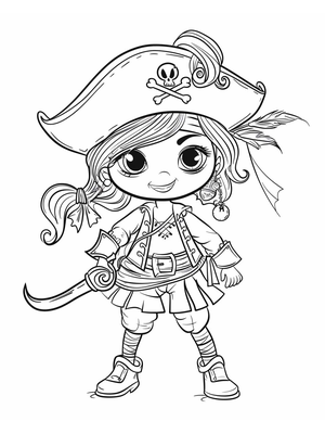 Piraat Meisje Kleurplaat — gratis kleurplaat