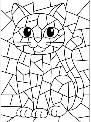 Poes mozaïek Kleurplaat — gratis kleurplaat printen