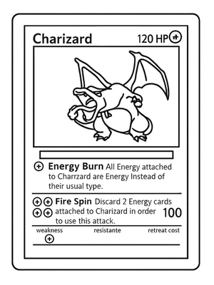 Pokémon kaart Shadowless Charizard Kleurplaat — gratis kleurplaat