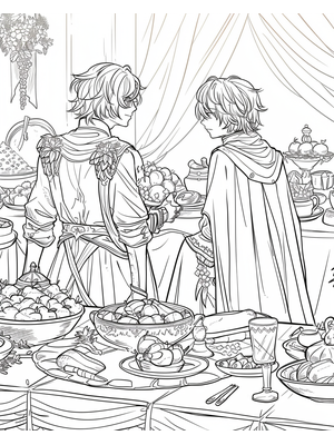 Royalty Feast Kleurplaat — gratis kleurplaat