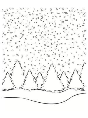 Sneeuwlandschap Kleurplaat — gratis kleurplaat