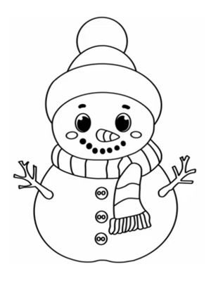 Sneeuwpop met sjaal Kleurplaat — gratis kleurplaat