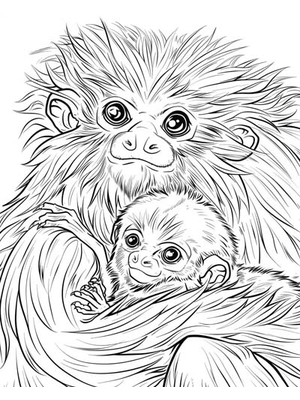 Baby Tamarin Vader 2 Kleurplaat — gratis kleurplaat