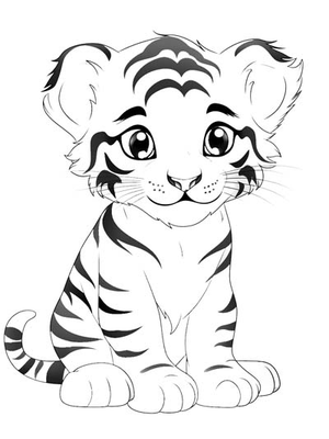 Baby Tijger Kleurplaat — gratis kleurplaat printen