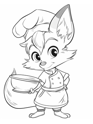 Vos Kok Kleurplaat — gratis kleurplaat printen