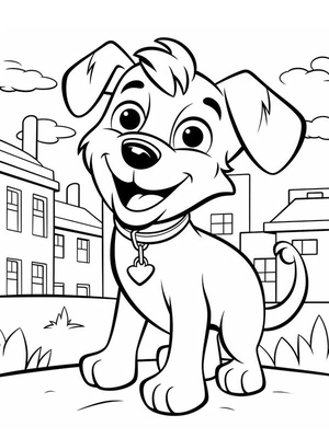 Vrolijke hond Kleurplaat — gratis kleurplaat