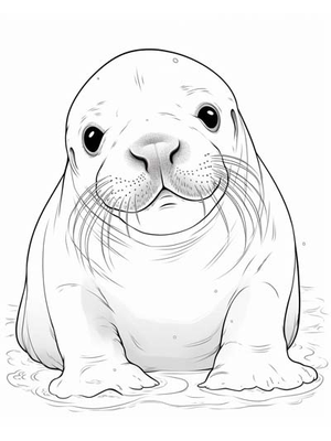 Baby Walrus Kleurplaat — gratis kleurplaat