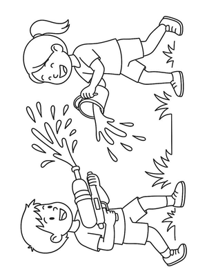 Waterplezier in de tuin Kleurplaat — gratis kleurplaat printen