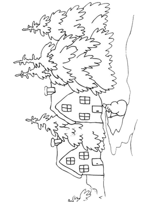 Winterlandschap Kleurplaat — gratis kleurplaat printen