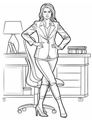 Zakenvrouw Kleurplaat 3 — gratis kleurplaat printen