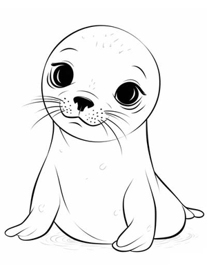 Baby Zeehond Kleurplaat — gratis kleurplaat