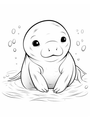 Baby Zeekoe Kleurplaat — gratis kleurplaat printen