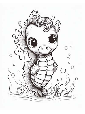Baby Zeepaardjes Kleurplaat — gratis kleurplaat printen