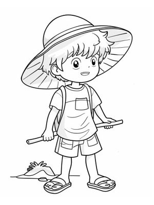 Zomer Jongen 1 Kleurplaat — gratis kleurplaat