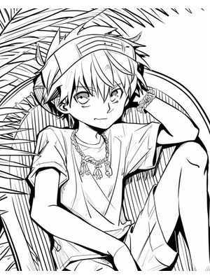 Zomer Jongen 2 Kleurplaat — gratis kleurplaat printen