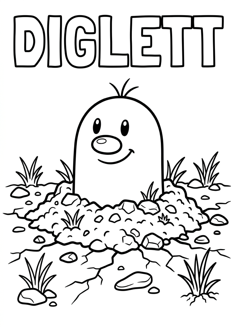 Diglett Kleurplaat - Gratis printen | Minipret