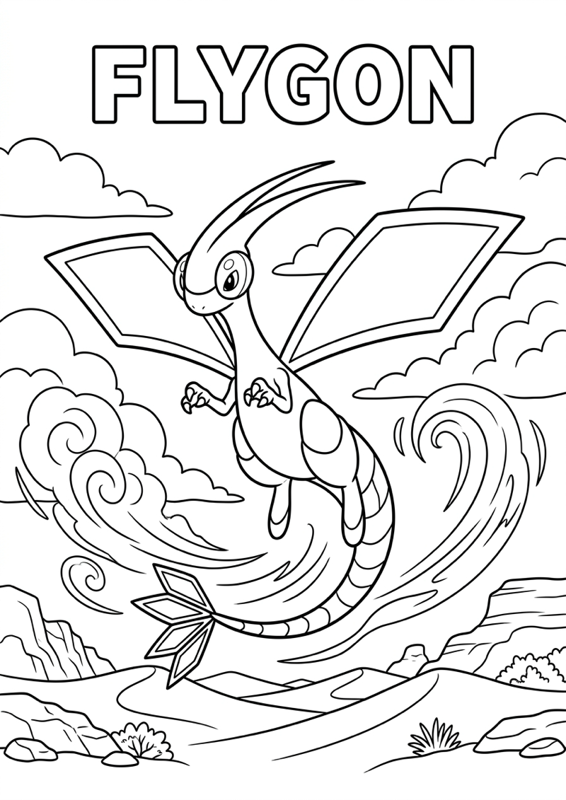 Flygon Kleurplaat - Gratis printen | Minipret