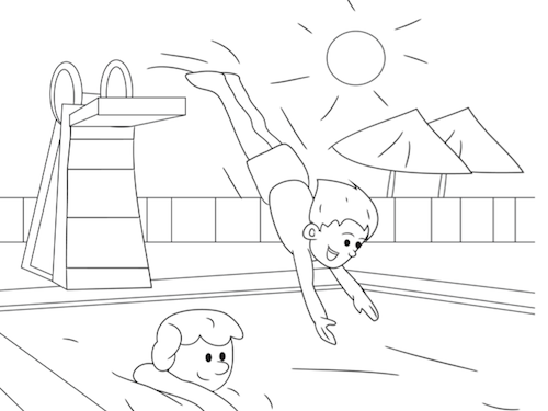 Zwembad Kleurplaat — gratis kleurplaat